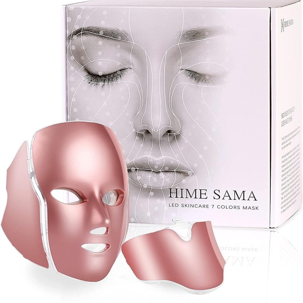 New Led Face Mask Neck Mask, 7 Colors Light Mask for Face, Blue & Red Light